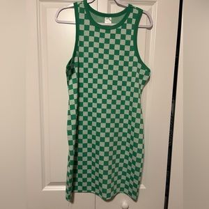 No Boundaries Green Checkered Dress